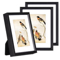 BKABOT 3x4 Black Aluminum Photo frames 3 Pack HD Glass Mat 2x3 Wall Table - color: Black, size: 3x4