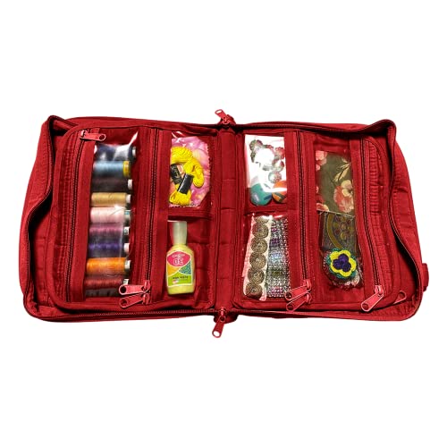 Yazzii Oval Craft Organizer Bag - Portable Organizer - Arts & Crafts Storage Bag Organizer - Multipurpose Storage Organizer for Quilting, Needlework, Knitting, Sewing, Applique & Jewelry Red - color: Red