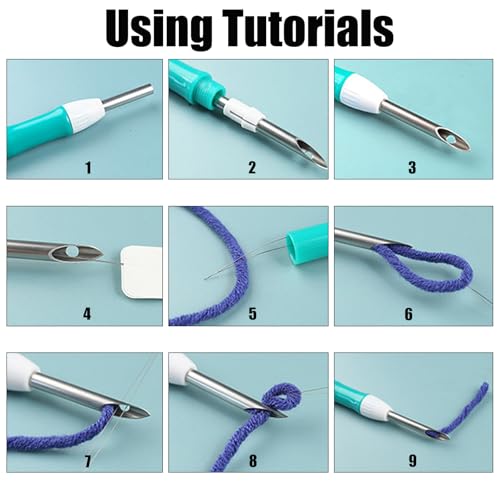 Woohome Punch Needle Kit Included Plastic Hoops, Punch Needle Cloth, Color Yarn and Punch Needle Tools for Adults, Beginners (Beach, Hut, Sunset) - color: Color 14