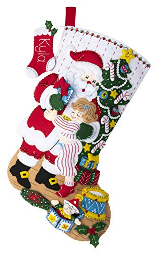 Bucilla Felt Applique 18" Stocking Making Kit, Christmas Hugs, 89253E