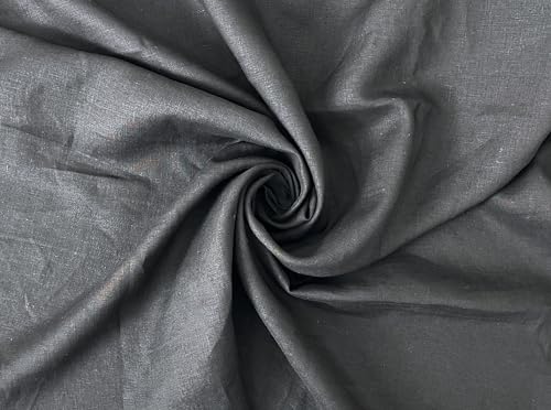 100% Linen Fabric – Lightweight Black Color – Pre-Washed Soft & Breathable – 52" Wide – by The Linen Lab (Black, 3 Yards pre Cut) - color: Black, size: 3 yard pre cut