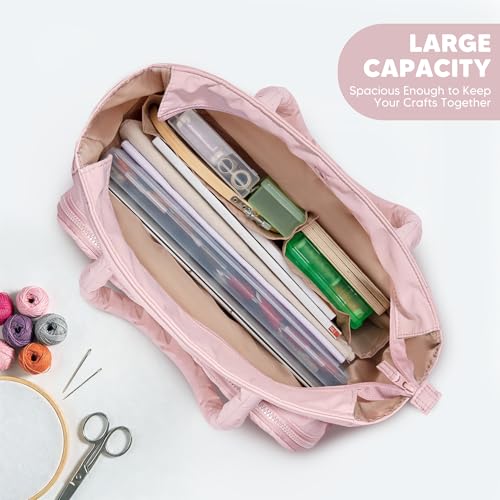 Teamoy Puffy Embroidery Bag Organizer, Cross Stitch Bag, Pink - color: Pink