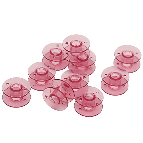 YEQIN 10 pcs Pink Class 15 (A Size) Plastic Bobbins #X52800150 for Brother Babylock Singer Juki Sewing Machines - color: Red