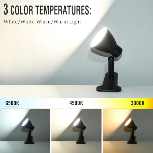 CRI 90+ Clip on Reading Lamp, Clip on Light for Bed headboard/Desk/Bunk/Table/Shelf, Bedside Reading Light with 3 Color Temperature Options, 10 Dimmable Brightness Levels (6W/2Packs) - size: 2 Packs Short Neck Clip