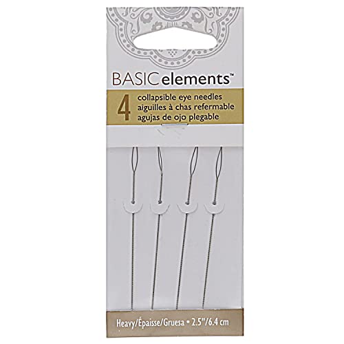 The Beadsmith Basic Elements Collapsible Eye Needles – 2.5 Inch Long – Flexible Twisted Wire – Large Eye, Easy to Thread – 4 Heavy Needles - size: Heavy - 2.5" Long - 4 Needles