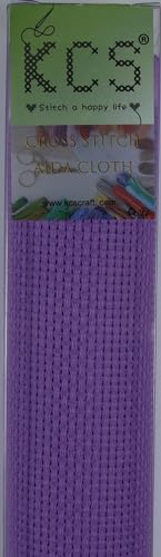 KCS 2 pc of 15" x 18"(38cmx45cm) Counted Cross Stitch Cotton Aida Cloth Needlework Fabric Box (Lavender, 11CT) - color: Lavender, size: 11CT