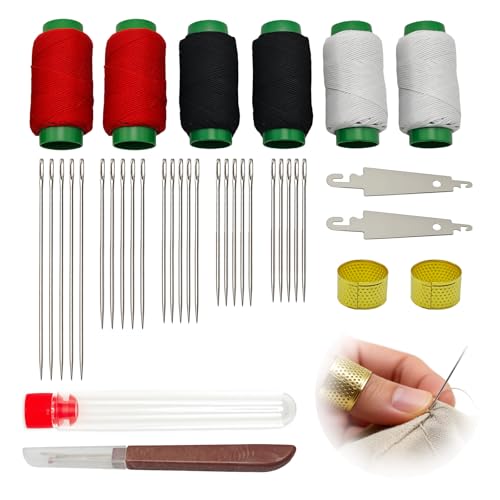 Amzlysdok 37PCS Big Eye Steel Sewing Needles Kit,Stainless Steel Sewing Needle for Hand Sewing,Big Eye Steel Needle Set with Thread Ripper for DIY Crafts - size: 37 PCS