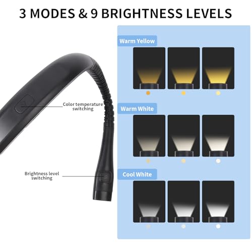 Neck Reading Light, Rechargeable Book Light, 3 Color Modes - style: Classic
