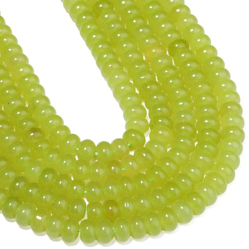 5x8mm 100Pcs Natural Green Lemon Jade Rondelle Beads for Jewelry Making Loose Spacer Abacus Disk Beads Gemstone for Bracelets Necklace DIY Crafts - color: Green Lemon Jade