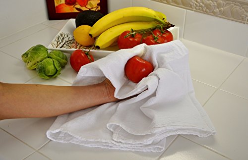 Nouvelle Legende Reusable Commercial Grade Cotton Flour Sack Towels – Ultra-Soft, Lint-Free, for Kitchen, Food Prep, & Baking, 28 x 29 Inches, 12-Pack, White