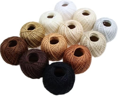 KCS Mercerized Pearl Cotton Thread Size 8 Crochet Needlework Embroidery Threads Ball (12, 12balls04) - color: 12balls04