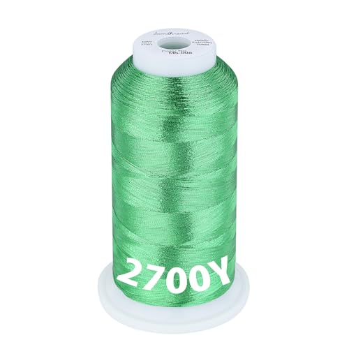 Simthread 2700 Yards Metallic Embroidery Machine Thread - Christmas Green MS-008, 40wt High-Sheen King Spool, Smooth Running & Break Resistant for Commercial & Home Embroidery Machines - color: Christmas Green MS-008