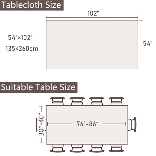 SIELUNO Rectangle Table Cloth Cotton Linen Waterproof Embroidery Tablecloth Rustic Farmhouse Style for Indoor Outdoor Dinning Tabletop Decoration-Striped Grey-54"x102" - color: Striped Grey, size: 54" x 102" (Rectangular)