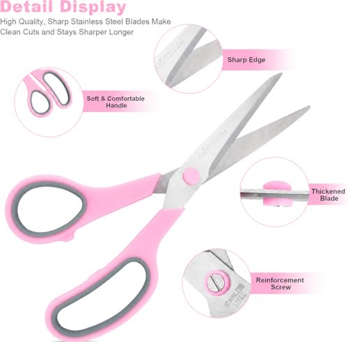 Scissors, Hnncugty 8" Scissors All Purpose Heavy Duty Bulk Set of 18-Pack - color: 18 Pack Multicolor