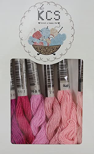 KCS 150 Meters(162 Yards) Mercerized Pearl Cotton Crochet Needlepoint Thread,Size 5,6 skeins,Mixed Color 08 - color: 6color08, size: 6 skeins