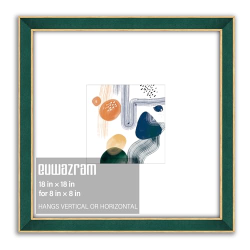 Suede 18x18 Frame - Single Frame, Christmas Elegant Green 18 x 18 Poster Frame with Mat for 8x8, 18x18 Picture Frames for Artwork, Puzzles, Photos and Movie Posters - color: Green, size: 18" x 18" / 8" x 8" mat