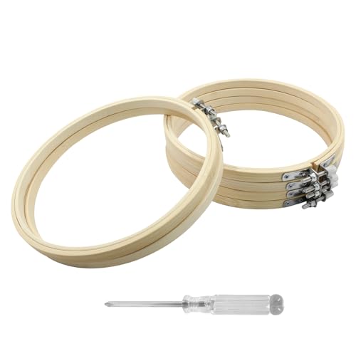 Biaungdo 6 Pieces 7 Inch Round Wood Embroidery Hoops - style: 7 inch