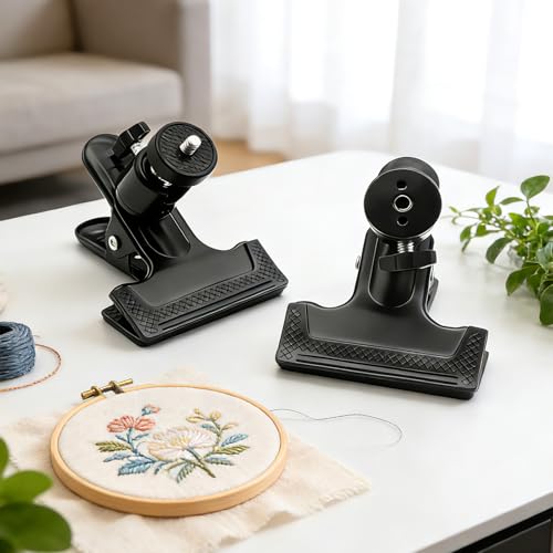 Portable Metal Embroidery Hoop Stand Holder, Rotated Embroidery Hoops Stand Table Clip, Black Cross Stitch Hoop Holder for Most Size/Shape Embroidery Needlework Hoops
