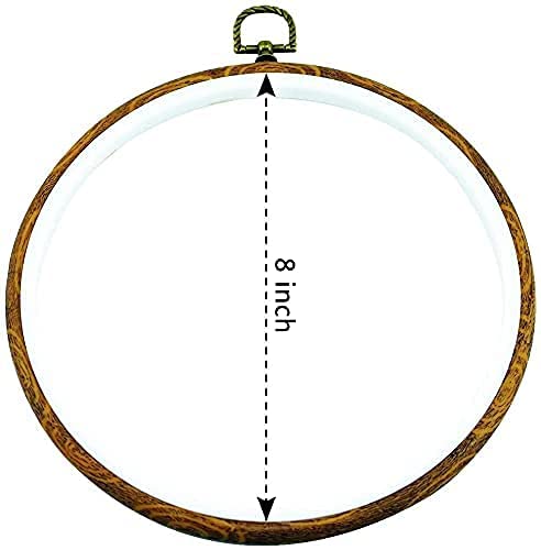 5PCS 8'' Round Embroidery Hoops 20CM Imitated Wood Cross Stitch Hoop Frames - size: 8 inch