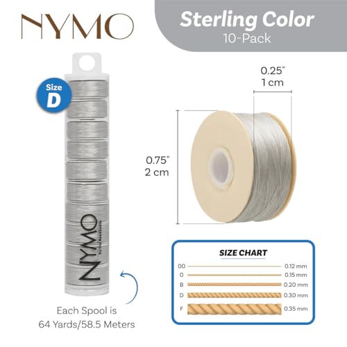 The Beadsmith Nymo Thread, Made of Nylon - size: Size D, 64 Yards, style: Sterling