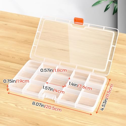 Moon Magpie 4PACK Extra Thick Bead Organizers and Storage Box, 15 Grid Mini Clear Jewelry Making Storage Solutions Plastic Organizer Case Craft Containers for Nail Rhinestones DIY Diamond Accessories - size: 4P-FixedGrid