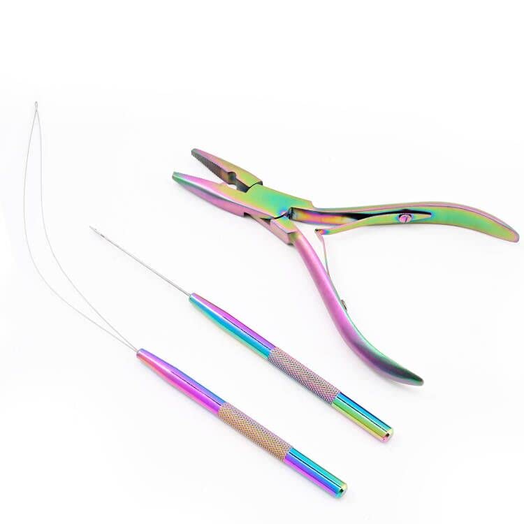 NEWISHTOOL Micro Links Hair Extensions Kit, Hair Extension Pliers for Beads - color: Rainbow