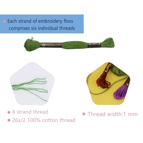 12 Skeins Embroidery Cotton Floss of 9yds for DIY Embroidery, Cream - color: Cream