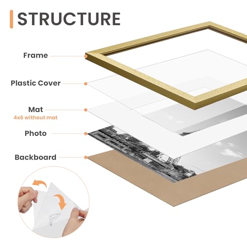 upsimples Picture Frames set of 19, Including 8x10, 5x7, 4x6 Gold Frame - color: Gold