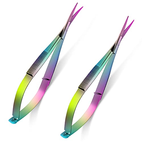 2 Pcs 4.7 Inch Eyebrow Embroidery Sewing Snips Scissors, Dazzling Color - color: Dazzling Color