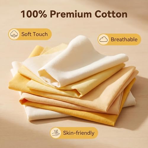 Cream Beige Solid Cotton Quilting Fabric Charm Pack 5" Precut Quilt Squares, 42 PCS 7 Shades (6 Each), Neutral Tone Medium Weight Fabric for Quilting Sewing - color: Iceam, size: 5 inch x 5 inch