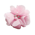 Chenkou Craft Pack of 12pcs Chiffon Flowers Ribbon Bows W/Beads 2-3/8" (60mm) Appliques Wedding Decor Bulk Lots (Pink) - color: Pink