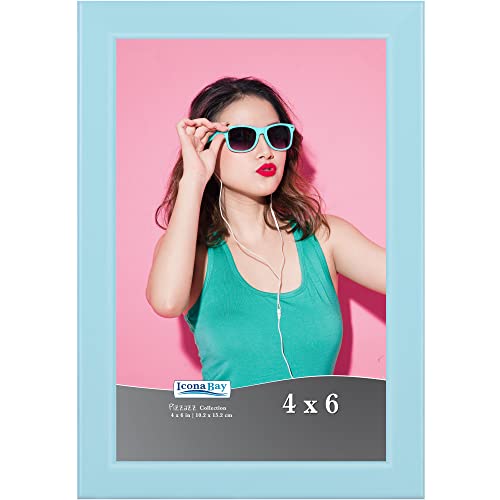 Icona Bay 4x6 Pastel Blue Picture Frame - Solid Wood, Pizzazz Collection - color: Pastel Blue, size: 4x6