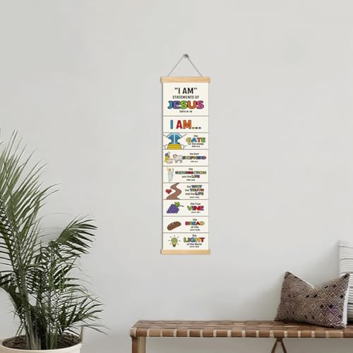 Christian Wall Poster, I am statements of Jesus Poster, Door Hanging Decors, Bible Verse Lesson Tool, Bible Verse Home Decor, Living Room Decor, Family Hanging of Scripture and Words Decorations 05 - color: Style 5
