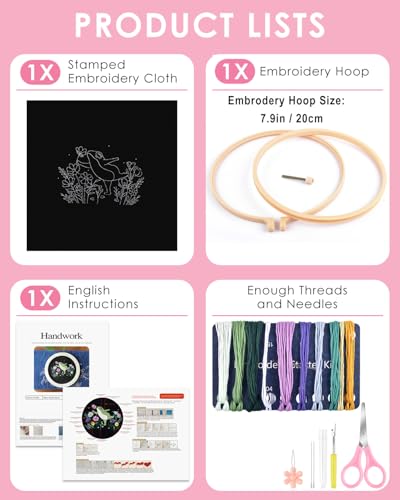 TINDTOP Embroidery Kit for Beginners Adult, Frog Embroidery Kit - color: Frog