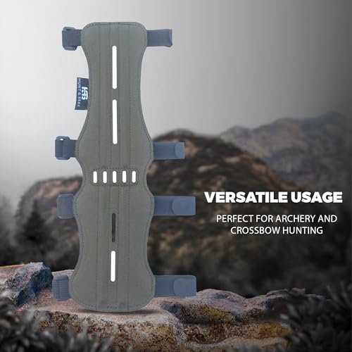 Hunt & Seek Fabric Archery Arm Guard 4 Hook-and-Loop Adjustable Straps Hunting Arm Guard Forearm Wrist Protector Archery Bracer Adult Unisex - color: Olive Green