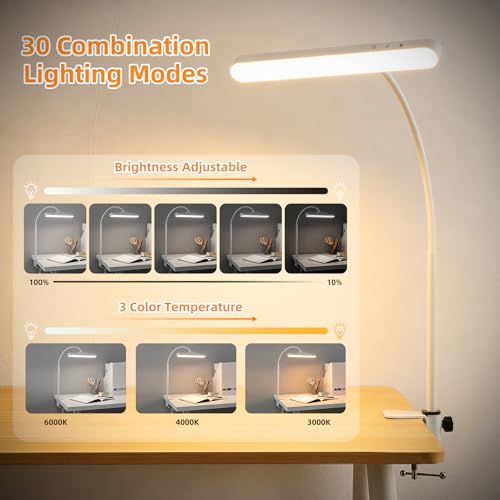 ShineTech Rechargeable Desk Lamp for Home Office,Magnetic Clip On Desk Lamp