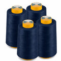 AK TRADING CO. 4-Pack Navy Blue All Purpose Sewing Thread Cones (6000 Yards Each) of High Tensile Polyester Thread Spools for Sewing, Quilting, Serger Machines, Overlock, Merrow & Hand Embroidery - color: NAVY BLUE