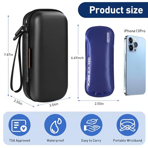 Medineed Portable Insulin Cooler Travel Case, 2PCS Ice Packs, Solid Black - color: Black-No Temp