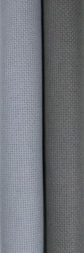 KCS 2 pc of 15" x 18"(38cmx45cm) 16 Count Cross Stitch Cotton Aida Cloth Needlework Fabric Box (Light Grey+Medium Grey,16CT) - color: Light Grey+medium Grey, size: 16CT
