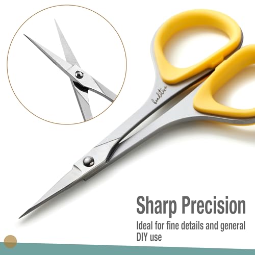 Beaditive Sewing and Embroidery Scissors Set (2 pcs) Curved and Straight, Sharp, Stainless-Steel Design | Precision Tips, Ergonomic Rubber Handle Grip | Small, Compact DIY Use (Extra Sharp) - color: Extra Sharp