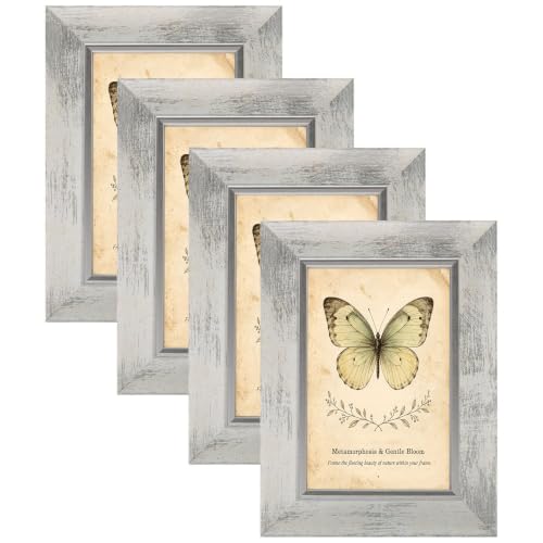 XUANLUO 4x6 Picture Frames Set of 4,Rustic Retro Photo Frame(White) - color: White-4pcs, size: 4×6 inch