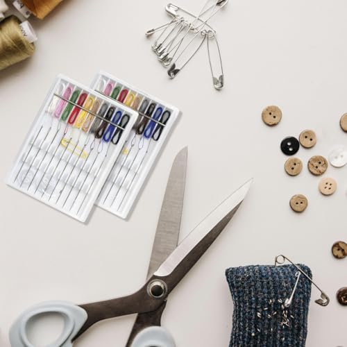 2 Boxes Easy Pre Threaded Needle Kit, Prethreaded Sewing Kits - color: Rich Color