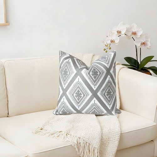 Slow Cow Embroidered Throw Pillow Cover 18 x 18 Inch Grey - color: Grey Eyes, size: 18" x 18" (Pack of 1)