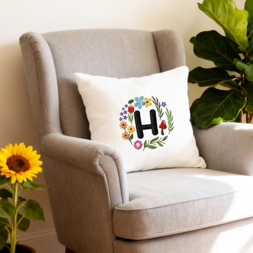 BEUNITONE 4 Set Embroidery Kit for Beginners, DIY Home Theme Pre-Stamped Pattern Needlepoint Kits for Adults with Hoop and Instruction, Funny Hand Embroidery Patterns for Cloth and Home Decor - style: D-Home Letter