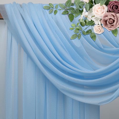 Wedding Arch Draping Fabric 2 Panels Dusty Blue Sheer Backdrop Drape - color: Dusty Blue, size: 2 Panels