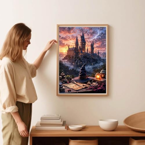 Castle Stamped Cross Stitch Kits for Adults - Embroidery Kits for Beginners Adults,11 CT Patterns Dimensions Counted Cross Stitch Kits for Adults Arts Craft 12x16 inch - color: Cross stitch-35