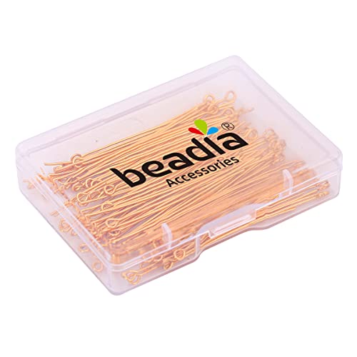 BEADIA 18K Gold Plated Open Eye Pins Non Tarnish 50mm 100pcs for Jewelry Making Findings - color: Open Eye Pins Gold, size: 50x0.7mm
