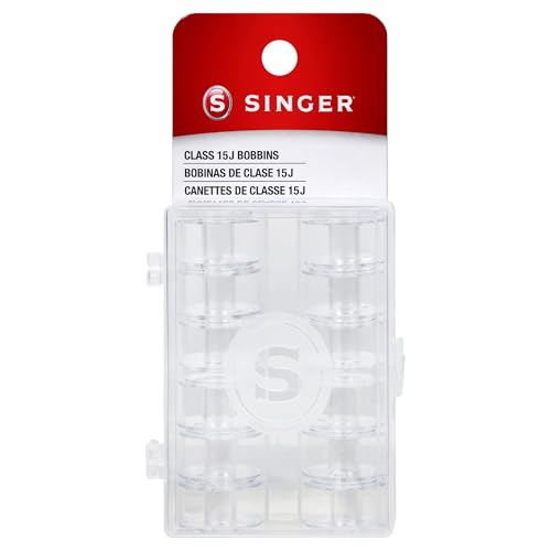 SINGER Class 15J Transparent Bobbins with Storage Case, 12 Count - size: 1 Count (Pack of 1)