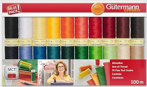 Gutermann 734610-1 Thread Set Sew-All 100 m x 20 reels, Multicoloured - color: Popular Brights, style: 20 x 100m