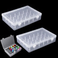 2-Pack Clear Thread Holder Organizer Boxes, Stackable Sewing Storage with 24 Plastic Pins Each for Embroidery Quilting and Crafting Thread Spools, Keeps Supplies Neat and Dust-Free